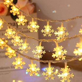 Lampki choinkowe LED 20 szt. – Płatki śniegu, ciepła biel, zasilanie na baterie, 300 cm DA324