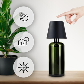 Bezprzewodowa lampka nocna LED – 3 barwy światła, dotykowa, USB-C  czarna