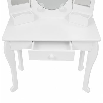 Toaletka dla dziewczynki biała z lustrem LED WhiteDream z taboretem