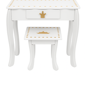 Toaletka dla dziewczynki biała WhiteDream STAR z lustrem i taboretem