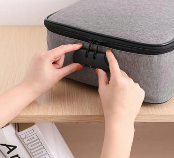 Zamykany ORGANIZER na dokumenty etui z szyfrem 37x27x10,5cm szary TR12C