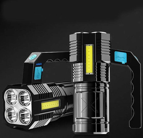 Latarka taktyczna LED COB + 4x T6, 1000 lm, akumulator USB, wodoodporna IPX4 
