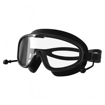 Zestaw pływacki dla dorosłych – okulary do pływania z powłoką Antifog + zatyczki do uszu czarny