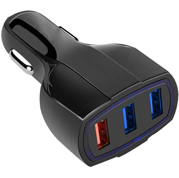 Szybka ŁADOWARKA samochodowa 3x USB A czarna PLS34F