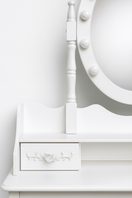 Toaletka kosmetyczna z lustrem LED obrotowym + taboret biała CALM LED