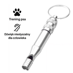 Gwizdek szkoleniowy dla psa, trwały stop aluminium, z breloczkiem, tresura psa DA367