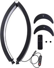 Składana lampa LED półksiężyc 40W – czarna, regulacja barwy i jasności, pilot