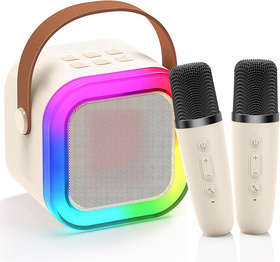Przenośny zestaw karaoke Bluetooth z 2 mikrofonami i LED RGB – Magic Voice