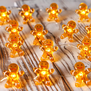 Lampki choinkowe świąteczne gingerbread man girlanda LED 2m piernikowe ludki 20 diod