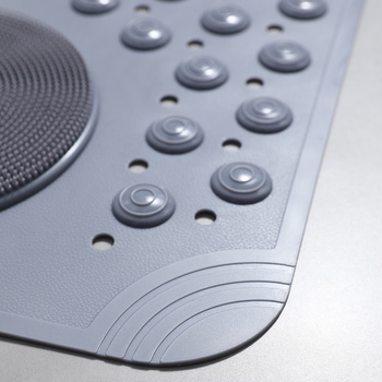 Antypoślizgowa mata łazienkowa 68×35 cm – z wypustkami masującymi, szara