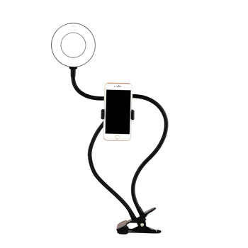 Profesjonalna lampa pierścieniowa LED do selfie i fotografii z elastycznym statywem czarna ZD67F