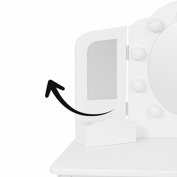 Toaletka dla dziewczynki biała z lustrem LED WhiteDream z taboretem