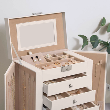 Szkatułka na biżuterię XXL organizer 6 poziomów naszyjniki pierścionki