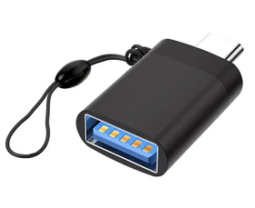 Adapter HOST OTG USB-A na USB-C Ładowanie Przesył Danych czarny AK56