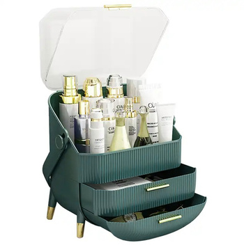 Organizer na Kosmetyki Szkatułka Kufer zielono-złoty 