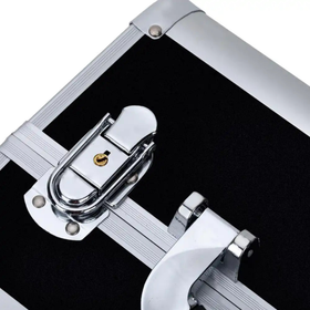 Czarny kuferek kosmetyczny – aluminiowa walizka na make-up, lakiery i akcesoria