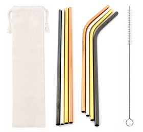 AG371C METALOWE SŁOMKI 10 EL. KOLOROWE