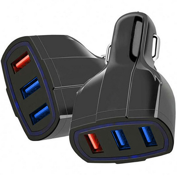 Szybka ŁADOWARKA samochodowa 3x USB A czarna PLS34F