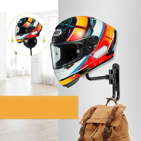 Wieszak ścienny na kask motocyklowy z regulacją i haczykami – solidny uchwyt czarny RW45A