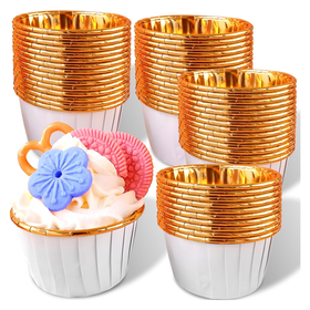 Foremki do babeczek 50 szt. – biało-złote papilotki do muffinek i deserów