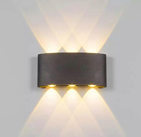 KINKIET wewnętrzny lub zewnętrzny lampa naścienna 6LED 600lm czarny ZD90