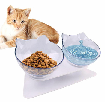 Podwójna MISKA na WODĘ i KARMĘ dla KOTA biała AG684B 