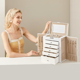 Szkatułka na biżuterię XXL organizer 6 poziomów naszyjniki pierścionki