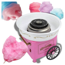 Maszyna do Waty Cukrowej 500W +10 patyczków Szybka Idealna na Przyjęcia i Domowe Wydarzenia różowa 