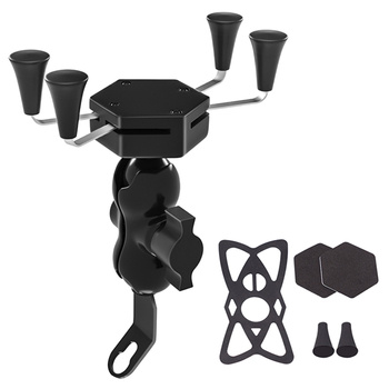 Uniwersalny UCHWYT Motocyklowy na TELEFON port USB 2A czarny AP14A