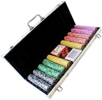 Zestaw do Gry w POKERA 500 żetonów z Nominałem w Walizce Karty