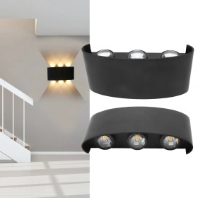 Lampa elewacyjna LED kinkiet IP54 – 6 punktów światła, 4000K, czarna