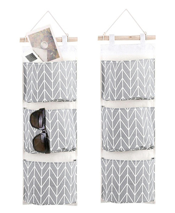 Wiszący ORGANIZER na Zabawki 3 Pojemne Kieszenie 61x18,5cm szary AG703