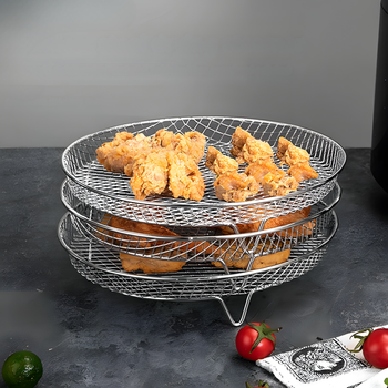 Stalowy ruszt 3-poziomowy do frytkownicy beztłuszczowej Air Fryer – tacki nierdzewne 20 cm