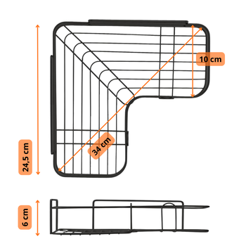 Zestaw 2 półek narożnych czarnych do łazienki – samoprzylepne, bez wiercenia