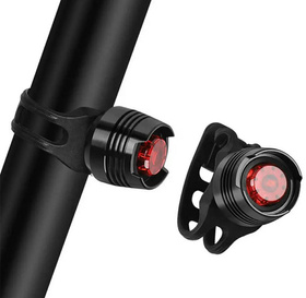 Zestaw LAMPEK Rowerowych LED Przednia Tylna Rotacja 360 czarne ZD114