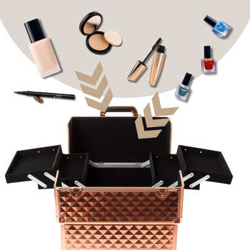 Kuferek kosmetyczny XXL na kółkach – 4-poziomowy, pojemny, profesjonalny organizer 96 cm złoty