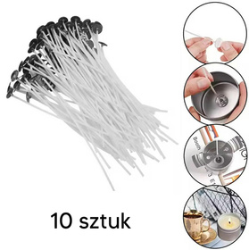 Bawełniane KNOTY do świec 10 sztuk 10 cm biały DA187A