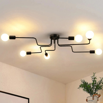 ŻYRANDOL LAMPA WISZĄCA 6 pkt ŚWIATŁA E27 60W czarny ZD74F 