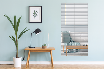 Zestaw 10 akrylowych paneli lustrzanych 3D – samoprzylepne prostokąty 50×5,5 cm dekoracja ścienna