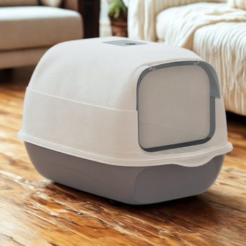 Duża kryta kuweta dla kota z otwieranym wiekiem – łatwe sprzątanie i wygoda 