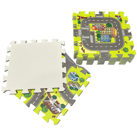Kolorowe puzzle piankowe dla dzieci – miasto z ulicami, 9 elementów, antypoślizgowe FT58
