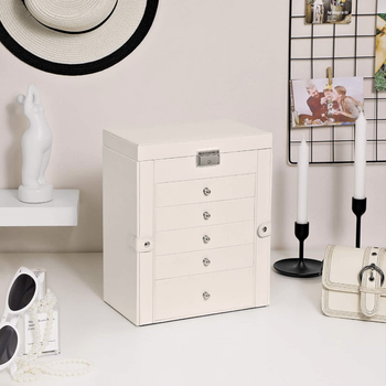 Szkatułka na biżuterię XXL organizer 6 poziomów naszyjniki pierścionki