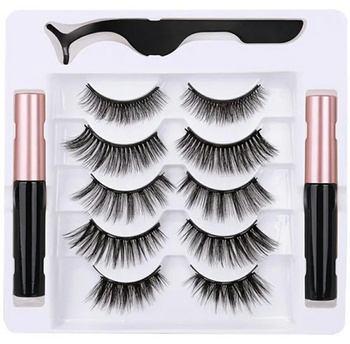 RZĘSY Magnetyczne 5 par + pęseta + eyeliner x 2 9x03mm AG851A