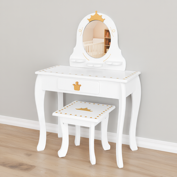 Toaletka dla dziewczynki biała WhiteDream STAR z lustrem i taboretem