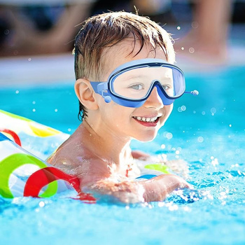 Zestaw pływacki dla dorosłych – okulary do pływania z powłoką Antifog + zatyczki do uszu niebieski