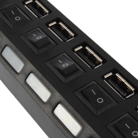 Aktywny HUB USB 2.0 7-portowy z włącznikami – szybki rozdzielacz USB do komputera