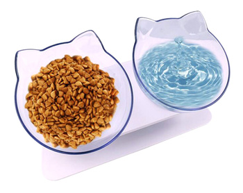 Podwójna MISKA na WODĘ i KARMĘ dla KOTA biała AG684B 