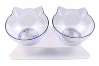 Podwójna MISKA na WODĘ i KARMĘ dla KOTA biała AG684B
