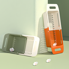 Regulowany ociekacz do naczyń 34–44cm – biało-zielony, z funkcją durszlaka