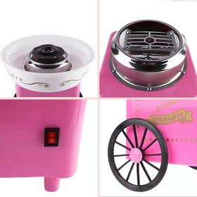 Maszyna do Waty Cukrowej 500W +10 patyczków Szybka Idealna na Przyjęcia i Domowe Wydarzenia różowa 